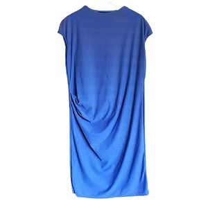 Draped blue midi dress NWOT fits L XL